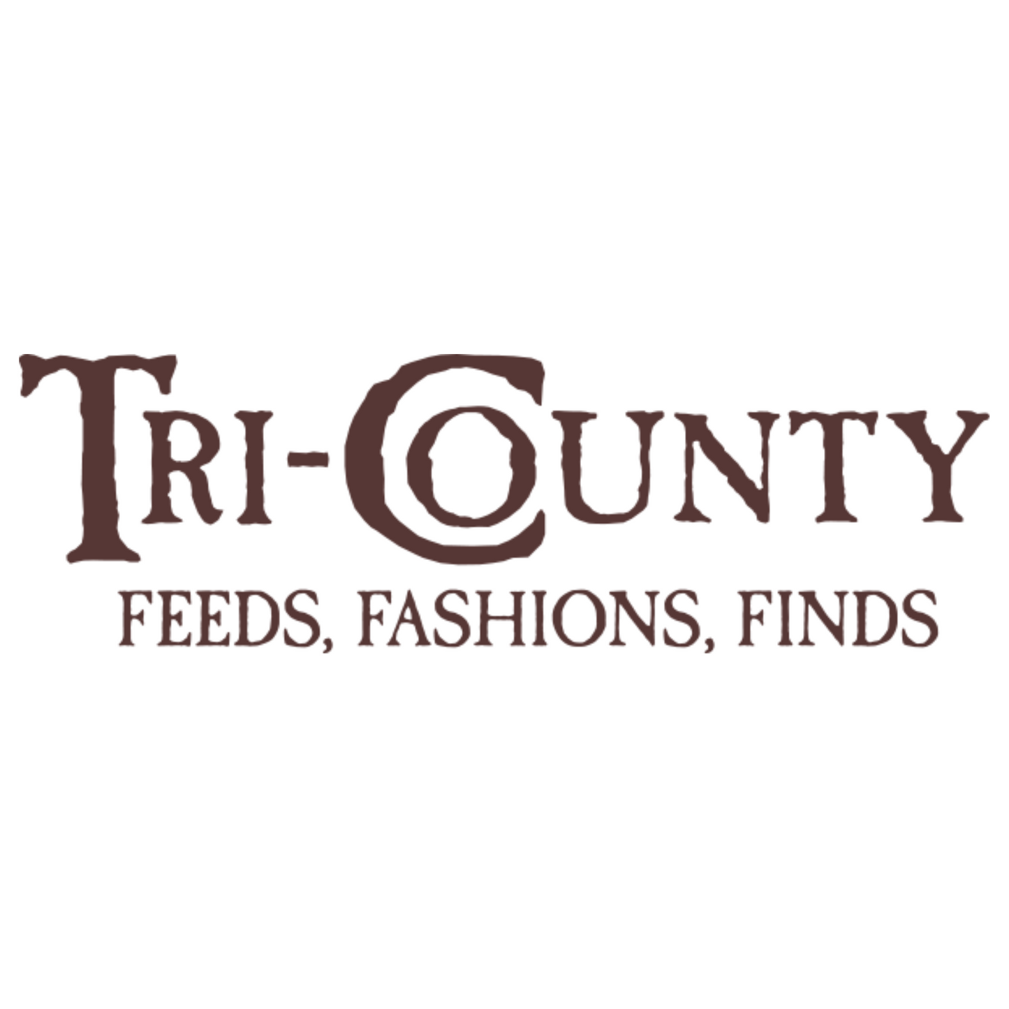 The words Tri-County Feeds drawn is as if the letters on worn down. 